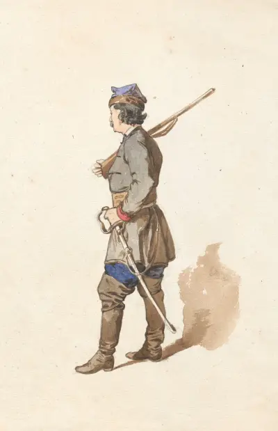 Krakow dweller with a rifle av Jozef Brandt