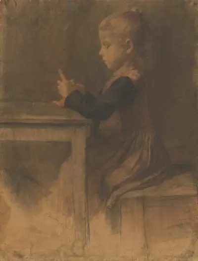 Girl Knitting von Jozef Hanula
