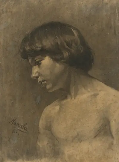 Study of a boy’s head von Jozef Hanula