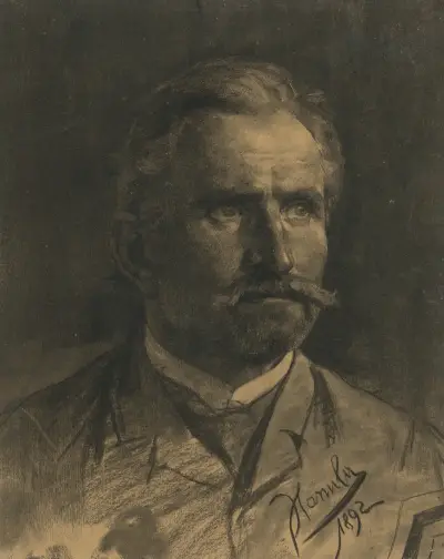 Study of a man’s head with a beard and mustache von Jozef Hanula