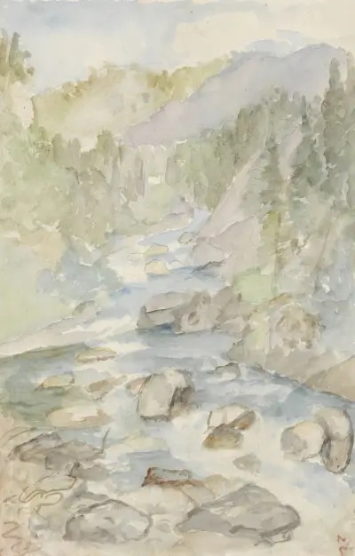 Berglandschap met beek av Jozef Israëls