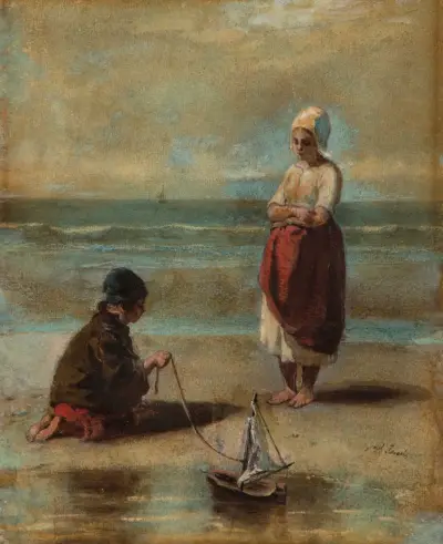 Children at the Seashore av Jozef Israëls