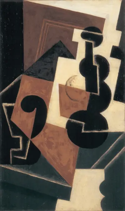 Glass and Water Bottle av Juan Gris