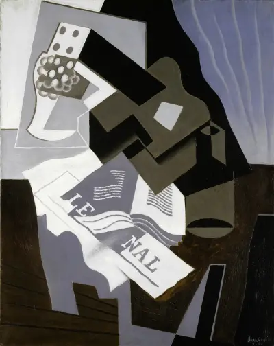 Guitar, Book and Newspaper av Juan Gris