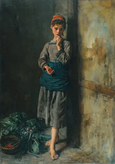 Fillette Mangeant Des Cerises, Jules Breton