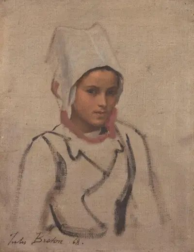 Tête de jeune Bretonne, étude pour le Pardon, Jules Breton