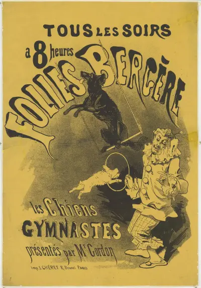 Folies-Bergère. Gymnastičtí psi uvádění panem Gordonem, Jules Chéret