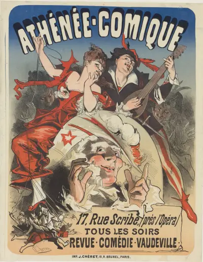 Théâtre de l’Athénée-Comique, 17 rue Scribe… Revue, comédie, vaudeville, Jules Chéret
