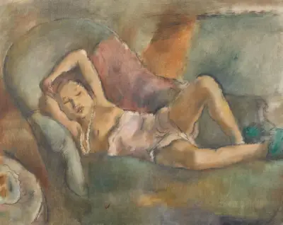 La fille endormie av Jules Pascin