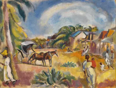 Landscape with Figures and Carriage av Jules Pascin