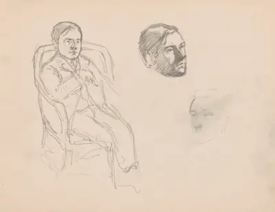 Seated Man and two Heads av Jules Schmalzigaug