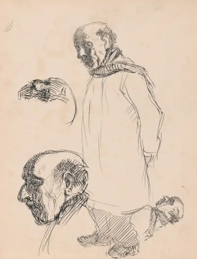 Standing Man and Two Heads av Jules Schmalzigaug