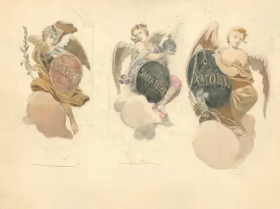 Trzej aniołowie trzymający tarcze., 1912 – nr 1 av Juliusz Makarewicz