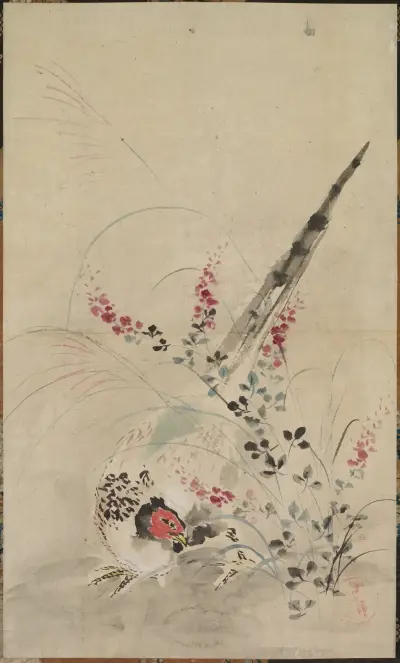Pheasant and Grasses, Ogata Kōrin