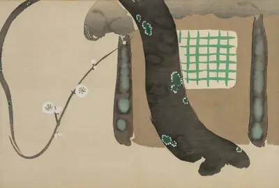 Plum by the Eaves (Nokiba no ume) av Kamisaka Sekka