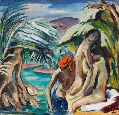 Tropisches Bad von Karl Hofer