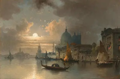 Venedig, eine mondbeschienene Nacht im Bacino von Karl Kaufmann