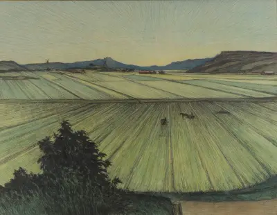 Landskap med fält av Karl Nordström