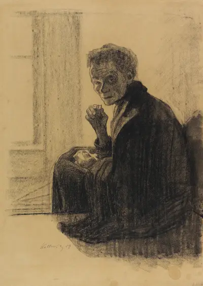 Frühstück auf der Treppe av Käthe Kollwitz