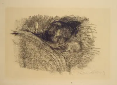Mutter am Bett des toten Kindes av Käthe Kollwitz