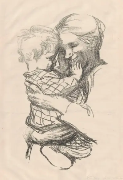 Mutter mit Kind auf dem Arm, 1916 av Käthe Kollwitz
