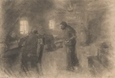 Scene at a pub av Käthe Kollwitz