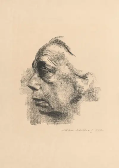 Selbstbildnis im profil av Käthe Kollwitz