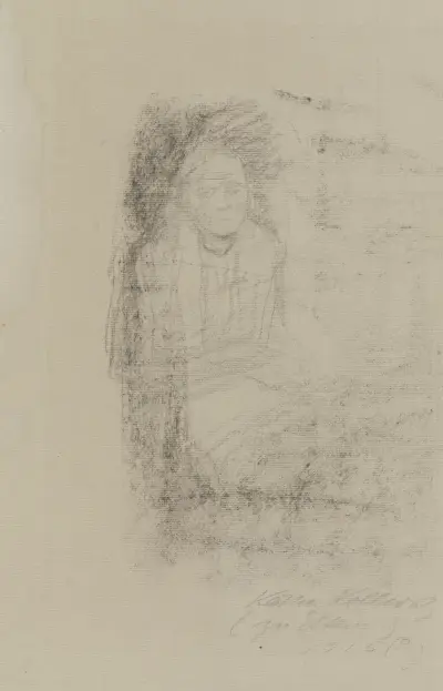 Sitzende Frau mit verschränkten Armen av Käthe Kollwitz