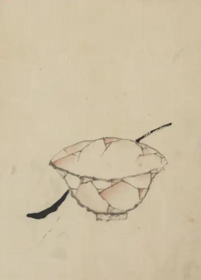 A bowl with a spoon av Katsushika Hokusai