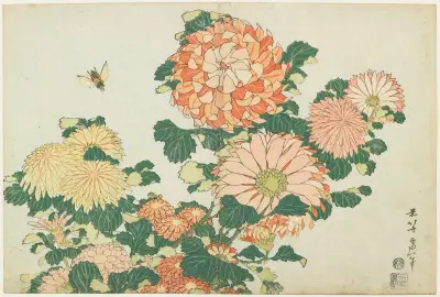 Chrysanthemums and Horsefly av Katsushika Hokusai