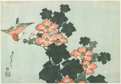 Hibiscus and Sparrow av Katsushika Hokusai