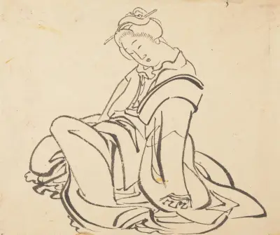 Seated Woman av Katsushika Hokusai
