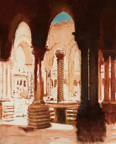 Monastery courtyard in Monreale-Palermo av Kazimierz Stabrowski