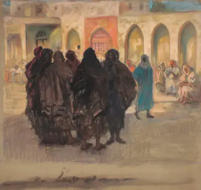 Street scene in Kairouan av Kazimierz Stabrowski