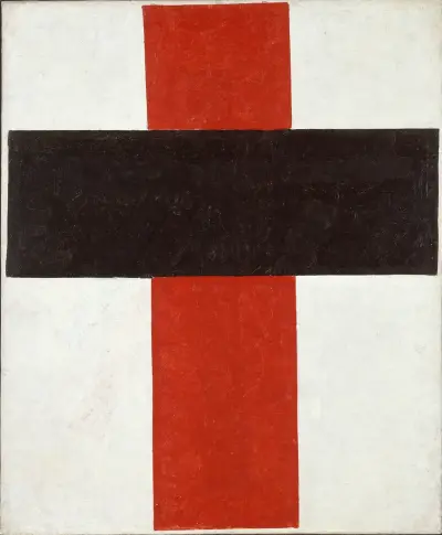Large cross in black over red on white von Kazimir Malevich