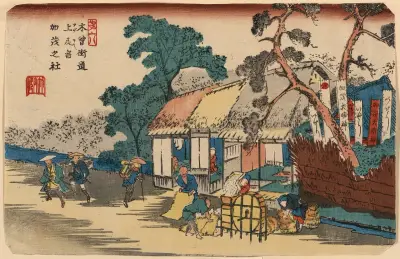 Ageo shuku kamo no yashiro av Keisai Eisen