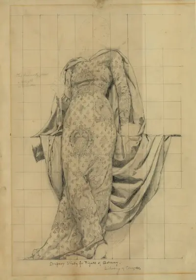 Drapery study for figure of Botany av Kenyon Cox