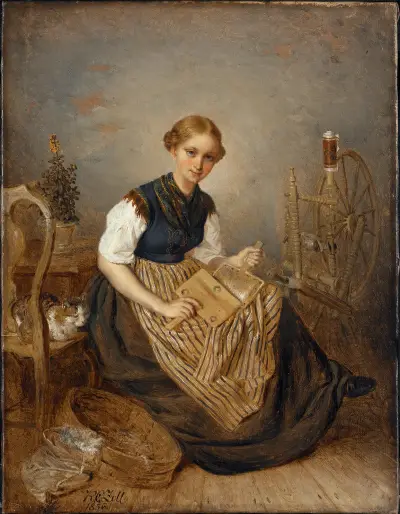 A Girl Carding von Kilian Zoll