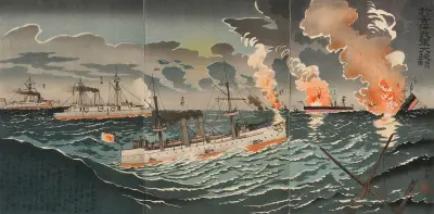 Great Victory of Our Forces in the Yellow Sea; Number Four av Kobayashi Kiyochika