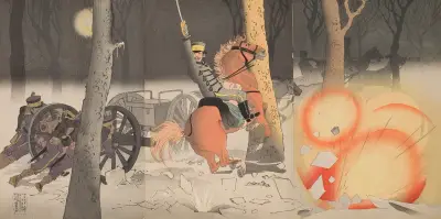 Ground Attack at Weihaiwei av Kobayashi Kiyochika