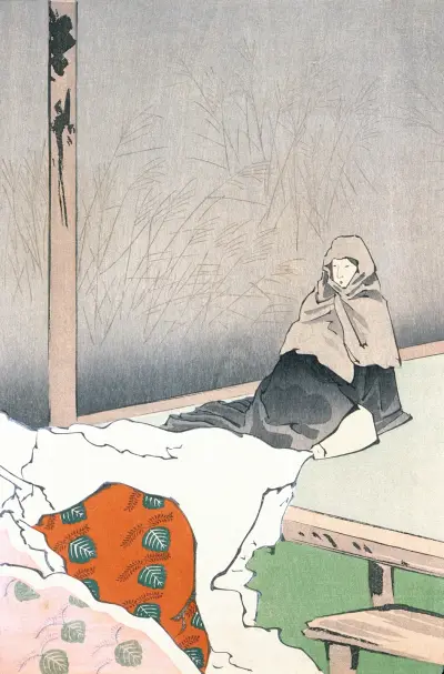 The Dancer Hotoke Gozen at Giōji av Kobayashi Kiyochika