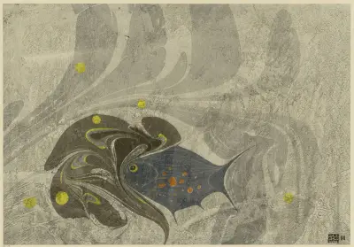 Marmorpapier (mit Fischmotiv), 1903 – nr 2 av Koloman Moser