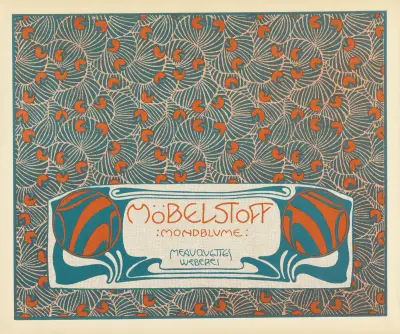 Mobelstoff Mondblume Meauquettes Weberei (Moon Blossom Woven Upholstery Fabric Maquette) av Koloman Moser