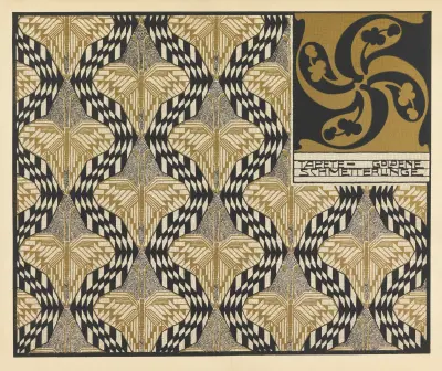 Tapete Goldene Schmetterlinge (Golden Butterfly Wallpaper) av Koloman Moser