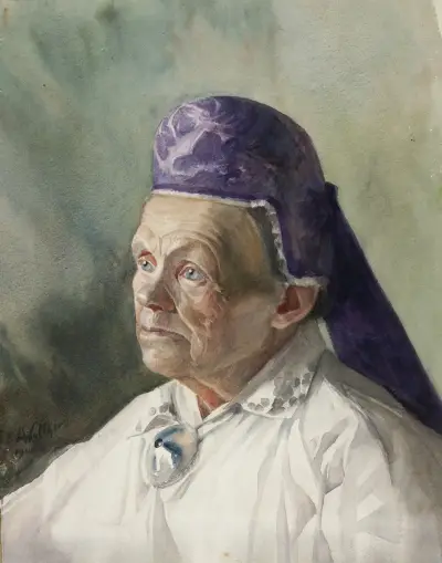 Naise portree (tanuga), 1900, Konrad Mägi
