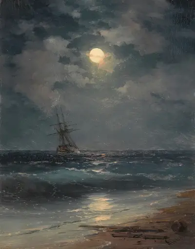 Ship by Moonlight av Ivan Konstantinovich Aivazovsky
