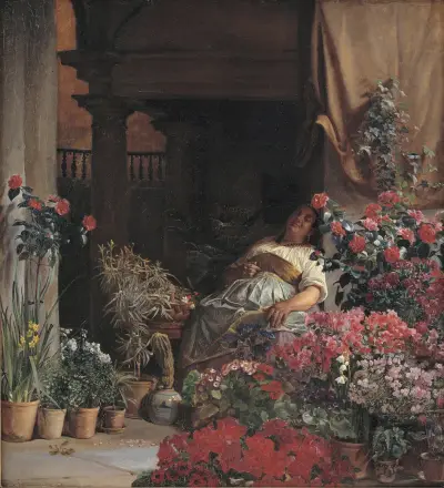 A Florentine Flower Seller av Kristian Zahrtmann