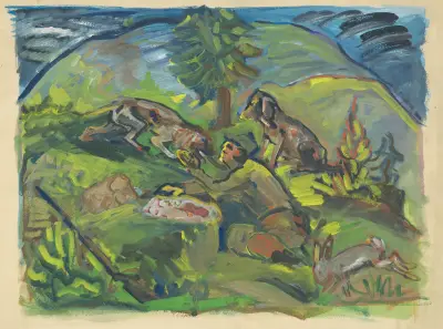 Hunting Motif av Arnold Peter Weisz-Kubínčan