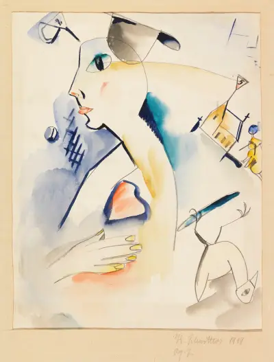 Mann schaaft Lilablau von Kurt Schwitters