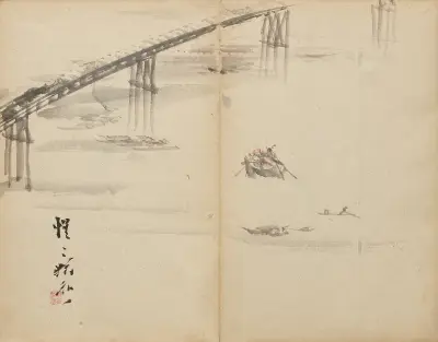 Boats on a River, Kawanabe Kyōsai